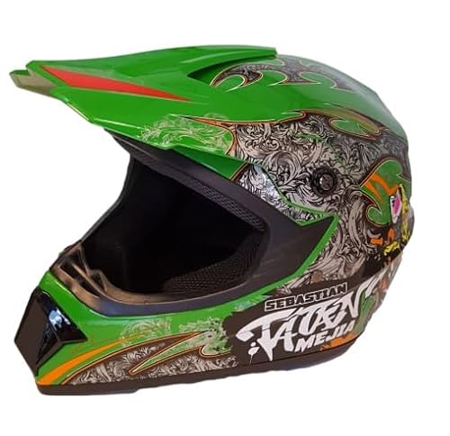 Kinder Crosshelm Mejia – Motorradhelm für Kinder, ABS-Schale, robuster Kinderhelm für Downhill, Quad und Motocross, Grün, Größe L, 57 – 58 cm von Mud Defeater Motor