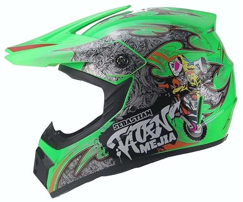 Kinder Crosshelm Mejia – Motorradhelm für Kinder, ABS-Schale, robuster Kinderhelm für Downhill, Quad und Motocross, Hellgrün, Größe M, 55 – 56 cm von Mud Defeater Motor