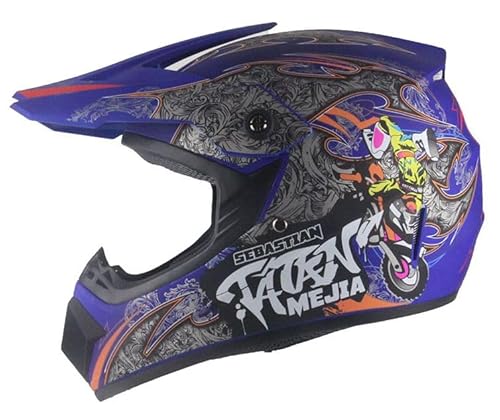 Kinder Crosshelm Mejia – Motorradhelm für Kinder, ABS-Schale, robuster Kinderhelm für Downhill, Quad und Motocross, Mattblau, Größe M, 55 – 56 cm von Mud Defeater Motor