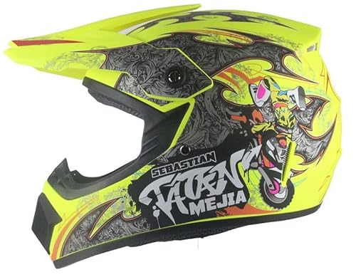 Kinder Crosshelm Mejia – Motorradhelm für Kinder, ABS-Schale, robuster Kinderhelm für Downhill, Quad und Motocross, Mattgelb, Größe L, 57 – 58 cm von Mud Defeater Motor