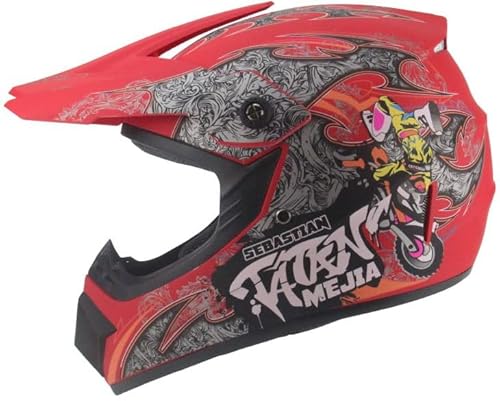 Kinder Crosshelm Mejia – Motorradhelm für Kinder, ABS-Schale, robuster Kinderhelm für Downhill, Quad und Motocross, Mattrot, Größe M, 55 – 56 cm von Mud Defeater Motor