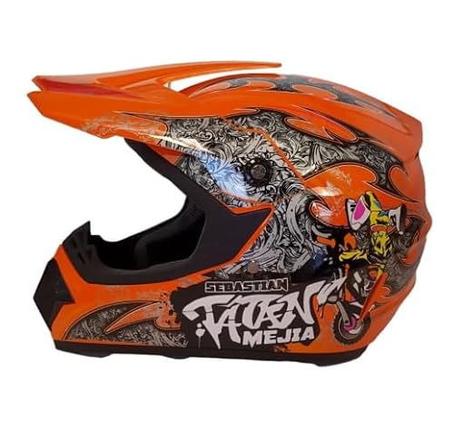 Kinder Crosshelm Mejia – Motorradhelm für Kinder, ABS-Schale, robuster Kinderhelm für Downhill, Quad und Motocross, Orange, Größe M, 55 – 56 cm von Mud Defeater Motor