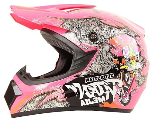 Kinder Crosshelm Mejia – Motorradhelm für Kinder, ABS-Schale, robuster Kinderhelm für Downhill, Quad und Motocross, Pink, Größe L, 57 – 58 cm von Mud Defeater Motor