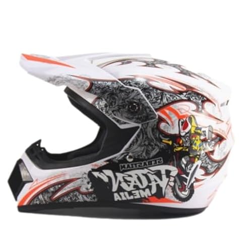 Kinder Crosshelm Mejia – Motorradhelm für Kinder, ABS-Schale, robuster Kinderhelm für Downhill, Quad und Motocross, Weiß, Größe L, 57 – 58 cm von Mud Defeater Motor