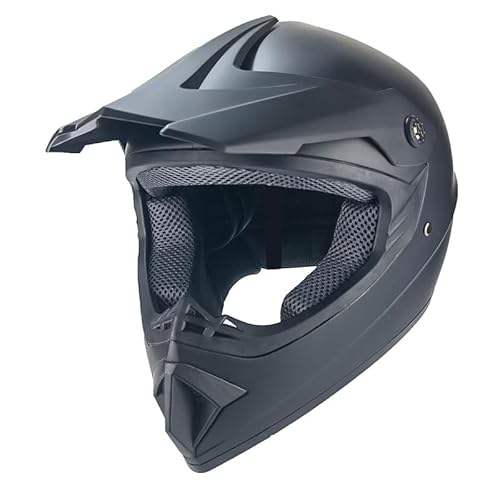 Kinder Crosshelm AHP – Motorradhelm für Kinder und Jugendliche, ABS-Schale, robuster Kinderhelm für Downhill, Quad und Motocross, Schwarz Uni, Größe M, 55 – 56 cm von Mud Defeater Motor