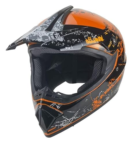 Kinder Crosshelm Racing AHP – Motorradhelm für Kinder, ABS-Schale, robuster Kinderhelm für Downhill, Quad und Motocross, Gelb, Größe M, 55 – 56 cm von Mud Defeater Motor