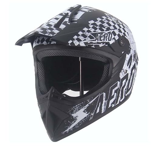 Kinder Crosshelm Skeleton AHP – Motorradhelm für Kinder, ABS-Schale, robuster Kinderhelm für Downhill, Quad und Motocross, Schwarz matt, Größe XL, 59 – 61 cm von Mud Defeater Motor