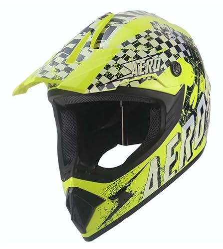 Kinder Crosshelm Skeleton AHP – Motorradhelm für Kinder, ABS-Schale, robuster Kinderhelm für Downhill, Quad und Motocross, Gelb Schwarz, Größe L, 57 – 58 cm von Mud Defeater Motor