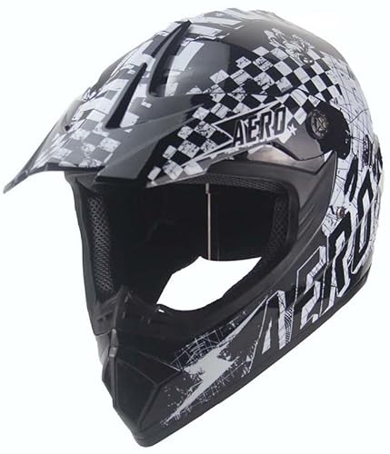 Kinder Crosshelm Skeleton AHP – Motorradhelm für Kinder, ABS-Schale, robuster Kinderhelm für Downhill, Quad und Motocross, Schwarz Weiß, Größe XS, 51 – 52 cm von Mud Defeater Motor