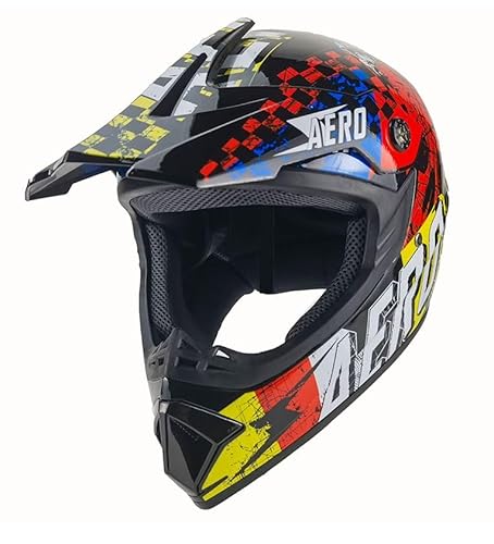 Kinder Crosshelm Skeleton AHP – Motorradhelm für Kinder, ABS-Schale, robuster Kinderhelm für Downhill, Quad und Motocross, Schwarz bunt, Größe M, 55 – 56 cm von Mud Defeater Motor