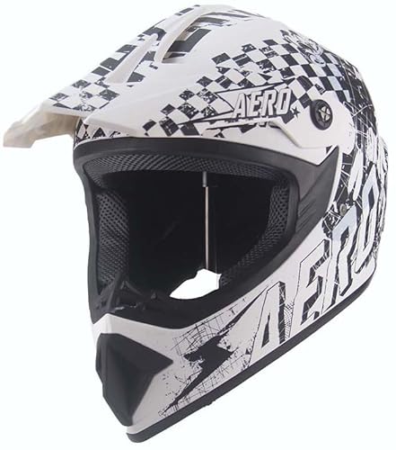 Kinder Crosshelm Skeleton AHP – Motorradhelm für Kinder, ABS-Schale, robuster Kinderhelm für Downhill, Quad und Motocross, Weiß matt, Größe L, 57 – 58 cm von Mud Defeater Motor