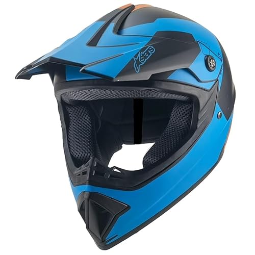 Kinder Crosshelm Stars blau – Motorradhelm für Kinder, ABS-Schale, robuster Kinderhelm für Downhill, Quad und Motocross (L) von Mud Defeater Motor