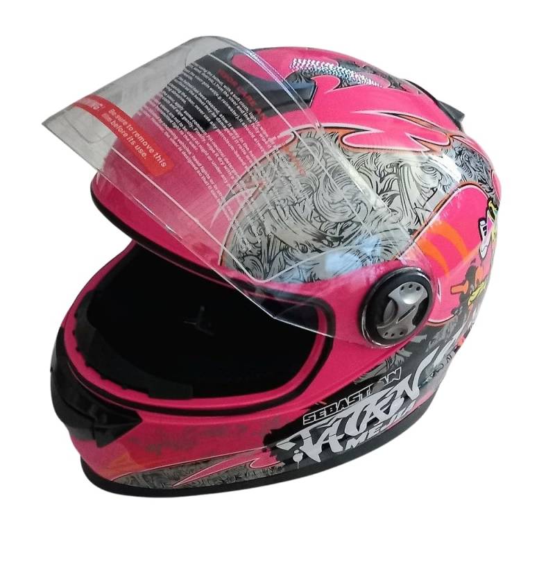 Kinder Integralhelm Mejia – Motorradhelm für Kinder, ABS-Schale, robuster Kinderhelm für Downhill, Quad und Motocross Pink (L) von Mud Defeater Motor