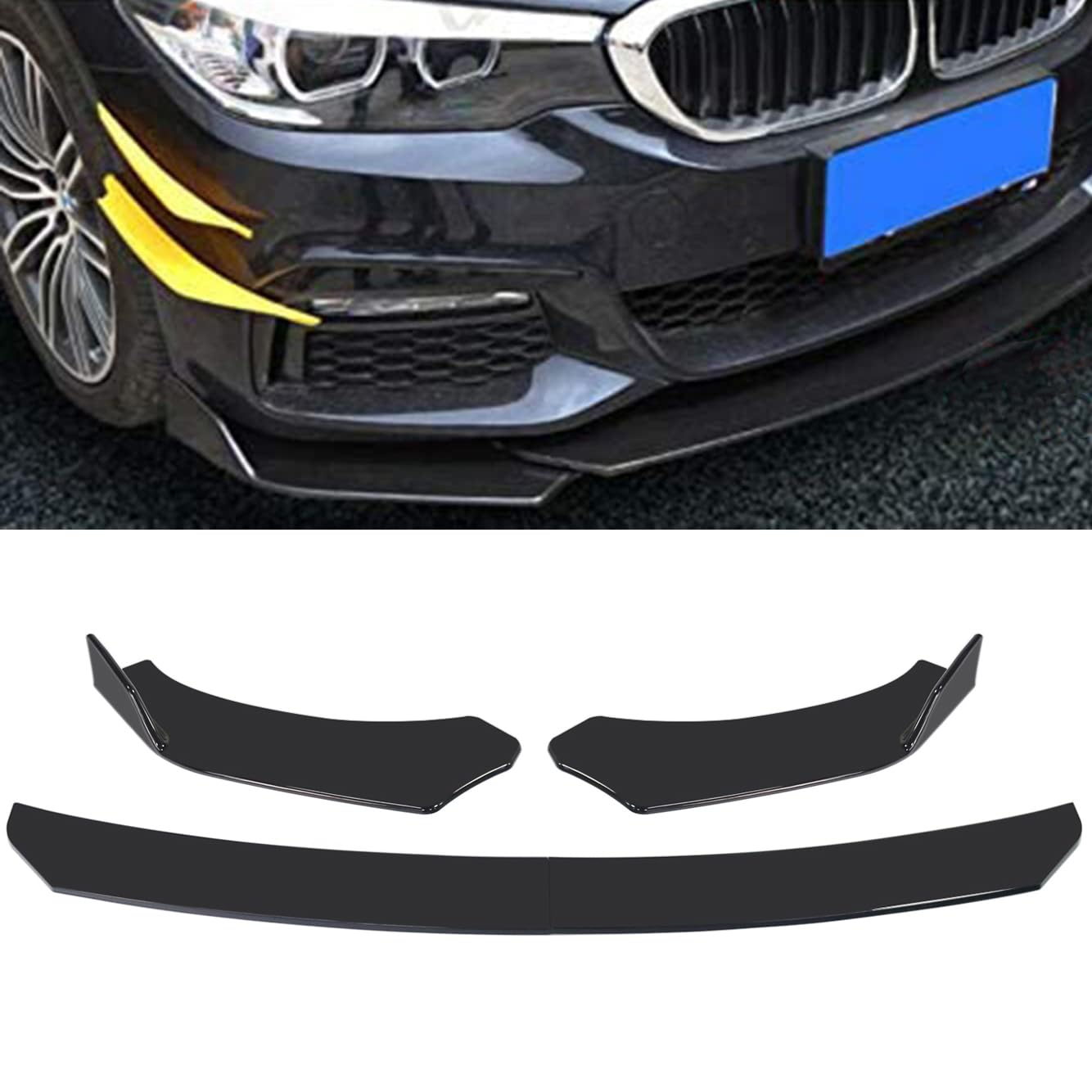 Auto 4 Stück FrontFront Stoßstange Lip Body Kit ABS Stoßstange Lip Chin Spoiler Splitter Universal von Mulcort