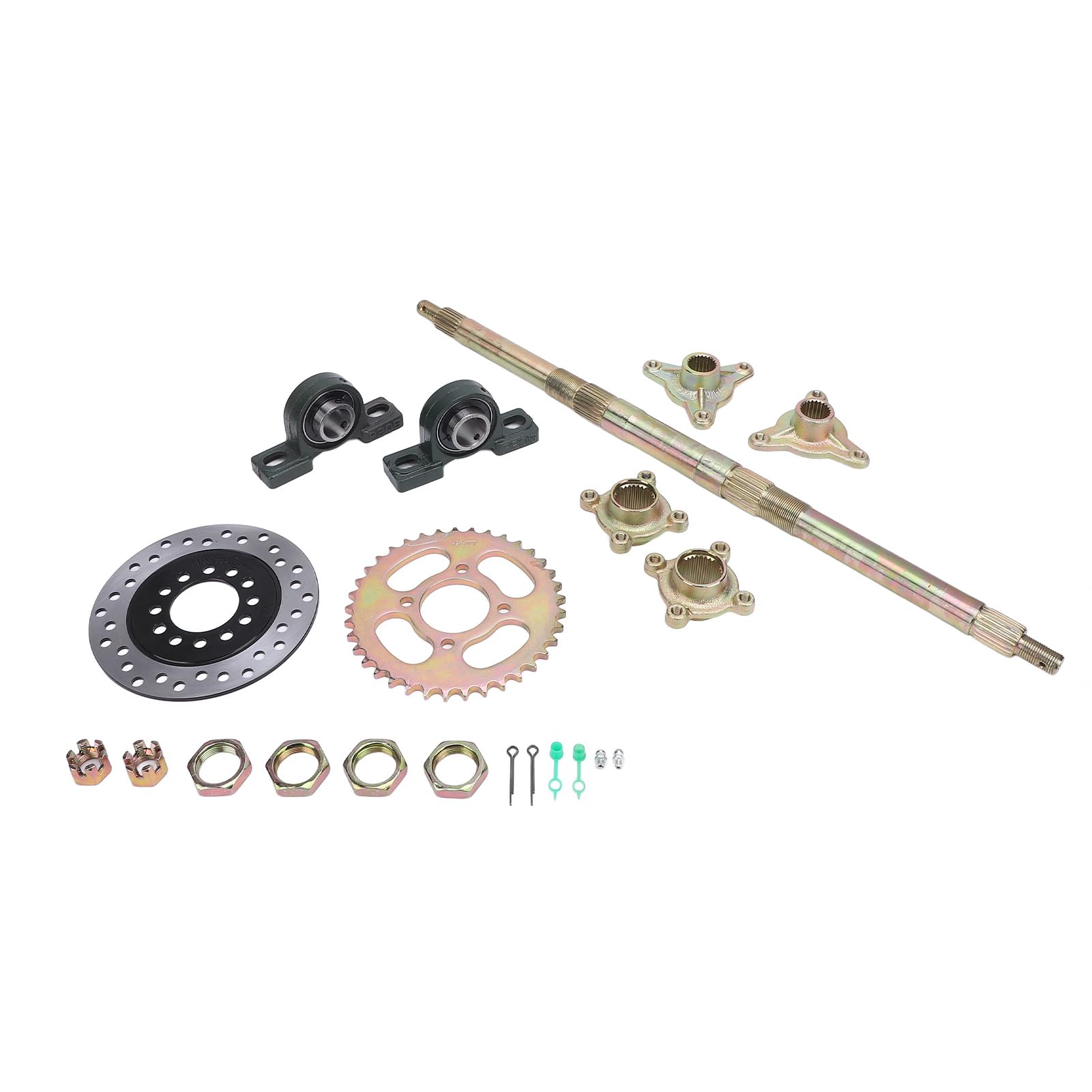 DIY ATV Hinterachse Kit, 24 Zoll Heavy Duty Kettenrad Bremsscheibe Basis Hinterachse Kit für 50-150CC Umgebaut Go Karts, Quads, Trikes mit Halterungen und Achsen von Mulcort