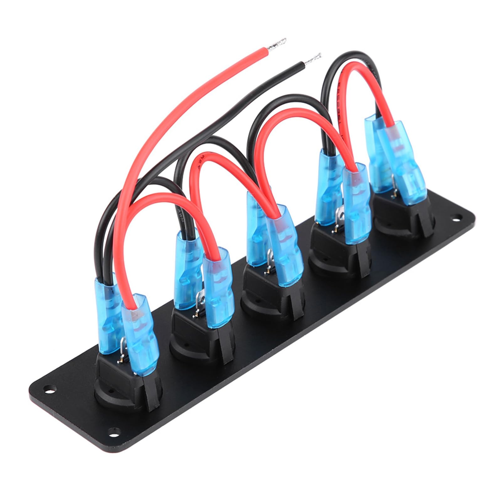 Mulcort 5 Gang Blaue LED-Schalterpanel, Aluminium ABS-Material 12V-24V für Autos, Wohnmobile, Boote, Yachten, Marine von Mulcort