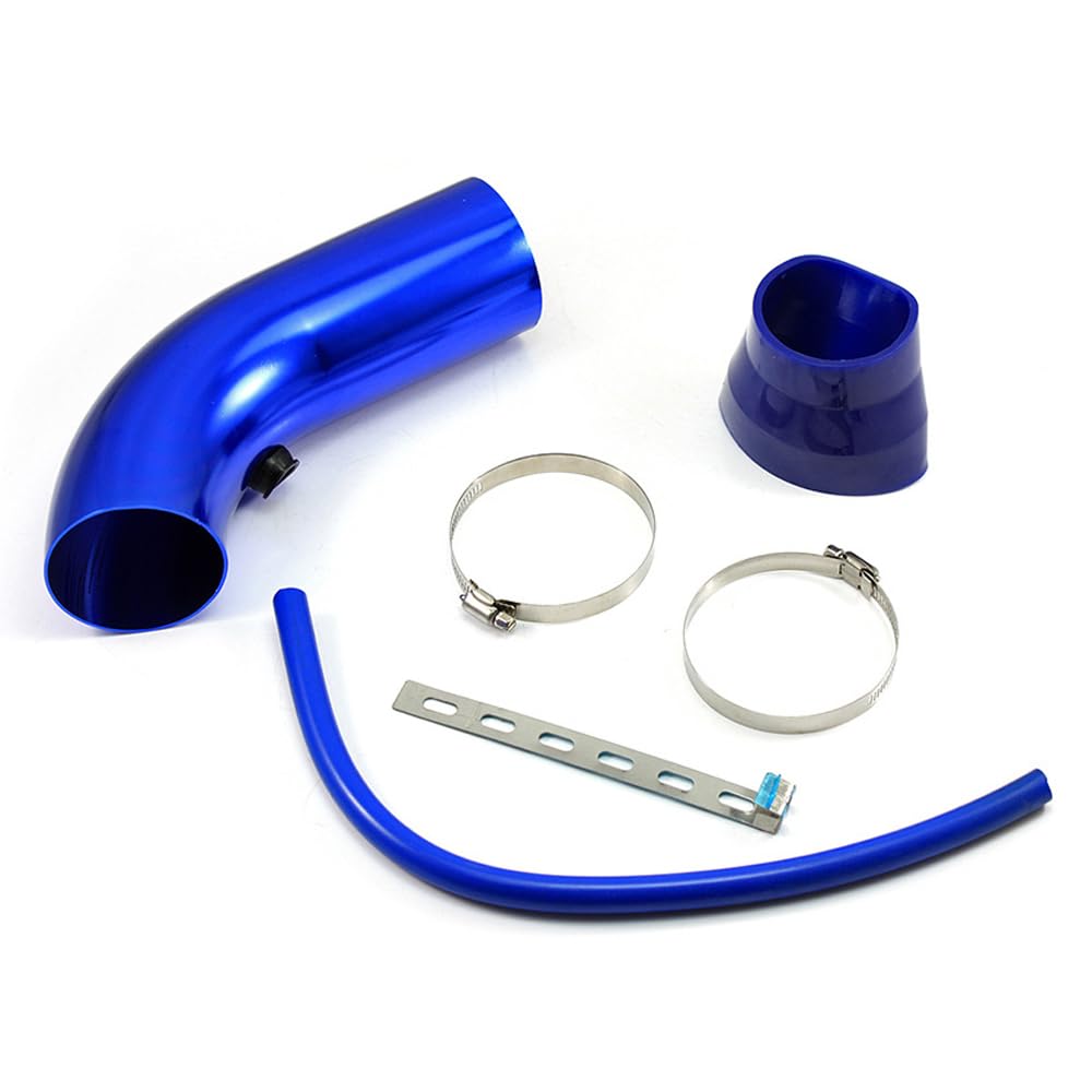 Mulcort 76mm/3inLuftansaugkit, Auto Cool Air Intake Kit, Universal Aluminium Automotive Cold Air Intake System Rohr Schlauch Kit, Blau von Mulcort