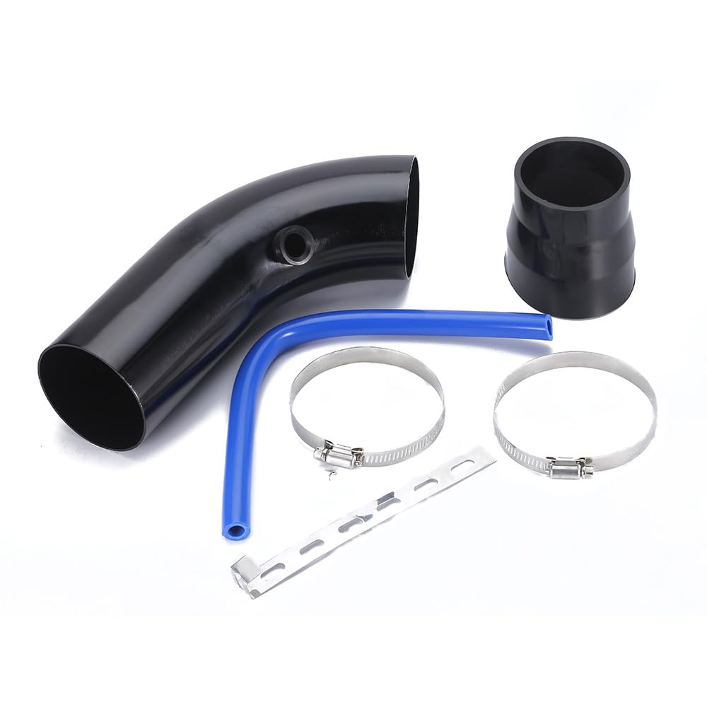 Mulcort 76mm/3inLuftansaugkit, Auto Cool Air Intake Kit, Universal Aluminium Automotive Cold Air Intake System Rohr Schlauch Kit, Schwarz von Mulcort