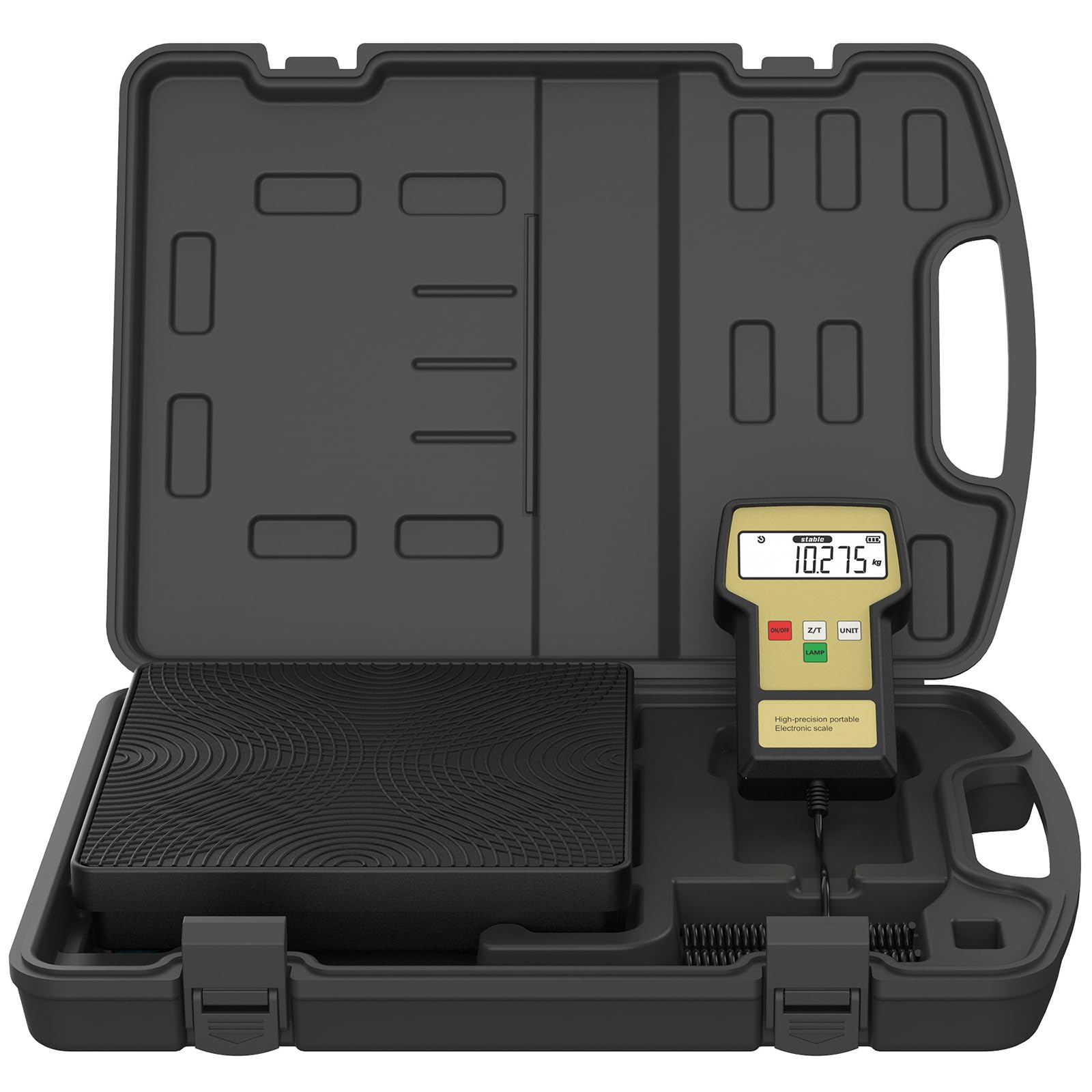 Mulcort Digitale Kältemittelwaage, Digitale Kältemittel-Ladegewichtswaage, 110 LBS Hochpräzise elektronische Lade-/Rückgewinnungswaage mit LCD-Display DREI Maßeinheitenoptionen von Mulcort