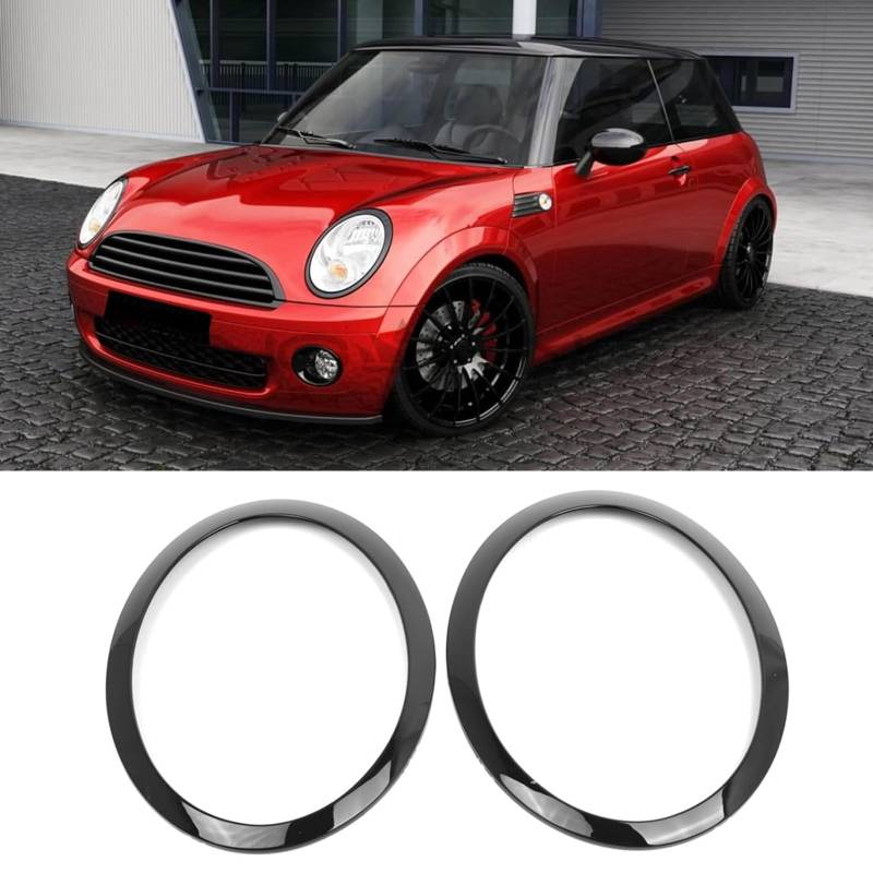 Mulcort Scheinwerfer-Zierring, schwarz, Ersatz für Mini Cooper One R50 R52 R53 2001–2006, 1 Paar OEM 63126917835 63126917836 von Mulcort