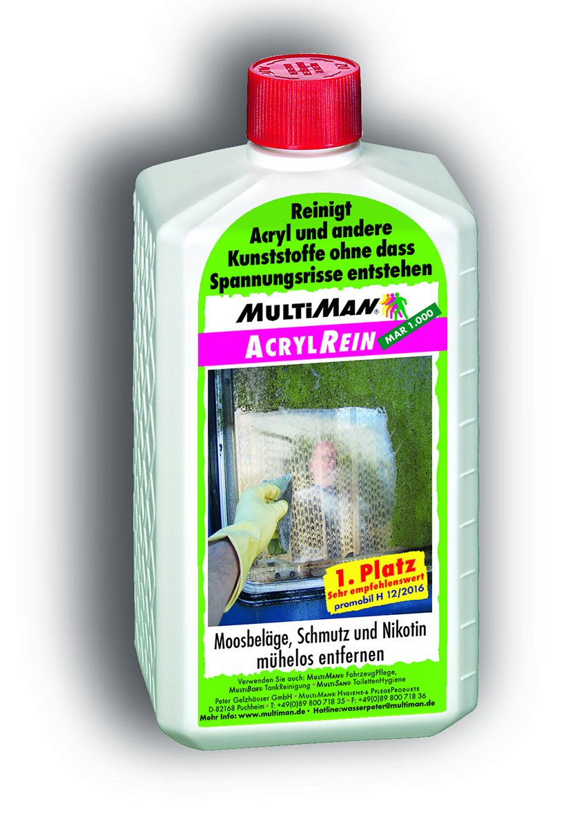 Multiman® AcrylRein 1.000 - Reiniger für Kunststoffscheiben von Wohnmobil, Wohnwagen, Boot oder Yacht 1l von Multiman