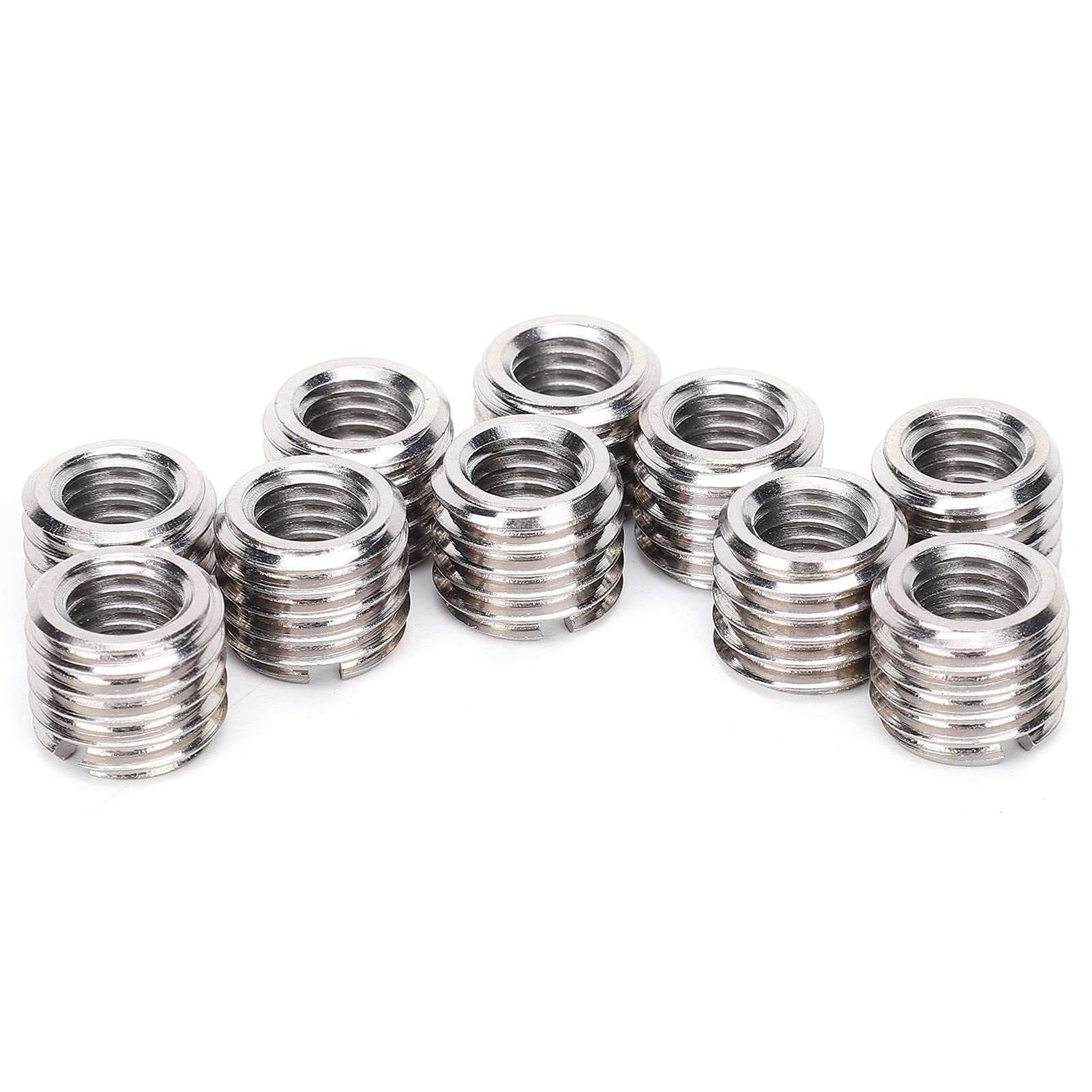 Multizenic 10Pcs M8 x 1.25 to M12 x 1.75 Repair Nut, 303 Stainless Steel Slotted Thread Reducer Conversion Tool, for Aviation Automobiles Lamps Equipment Thread Repair von Multizenic