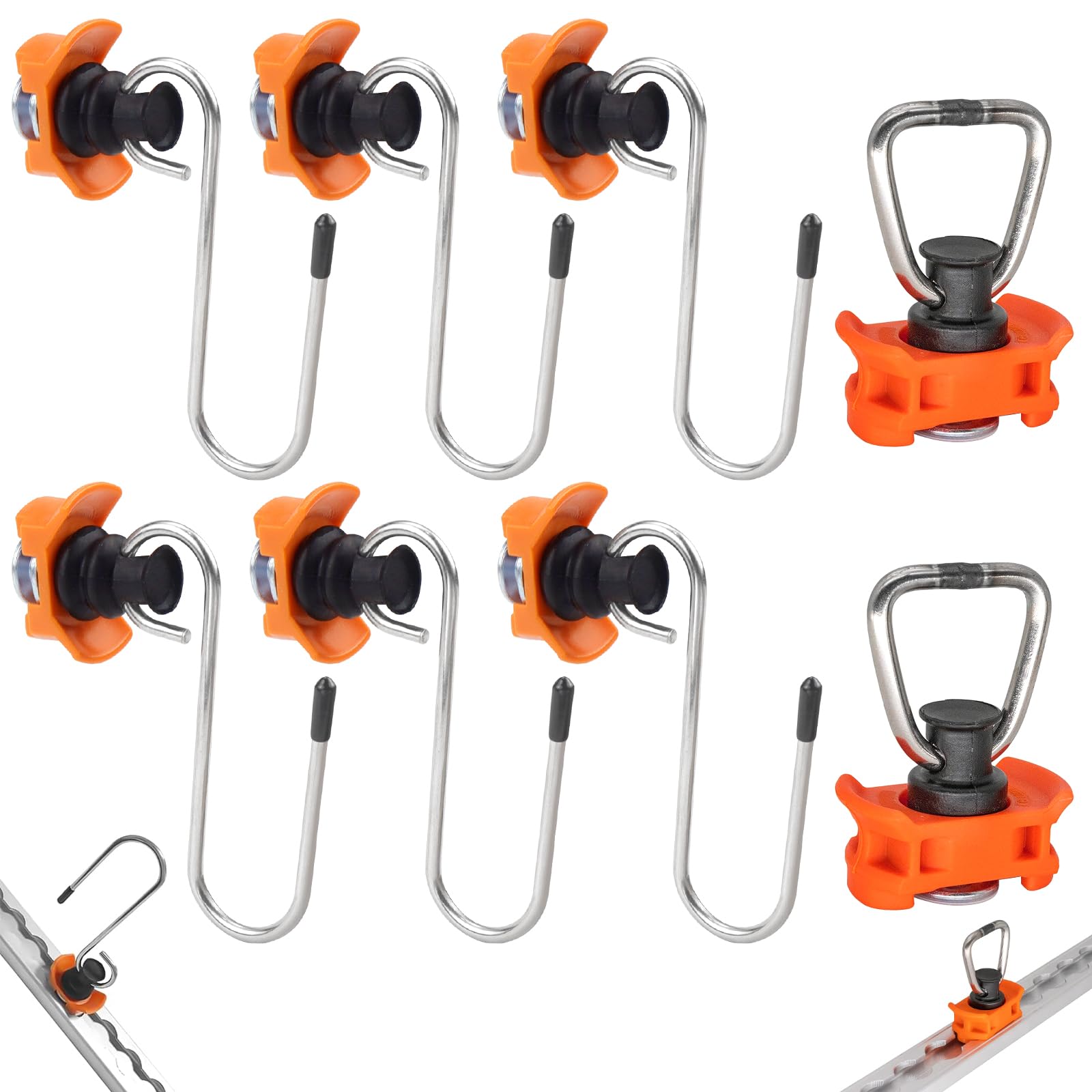 Mumjooyi 6 x Haken für Airlineschienen Single Endbeschlag 2 x Airlineschiene Fitting zum Aufhängen Airlineschienen Zurrschienen Airline Fitting Endfitting Zurrschienen Orange von Mumjooyi