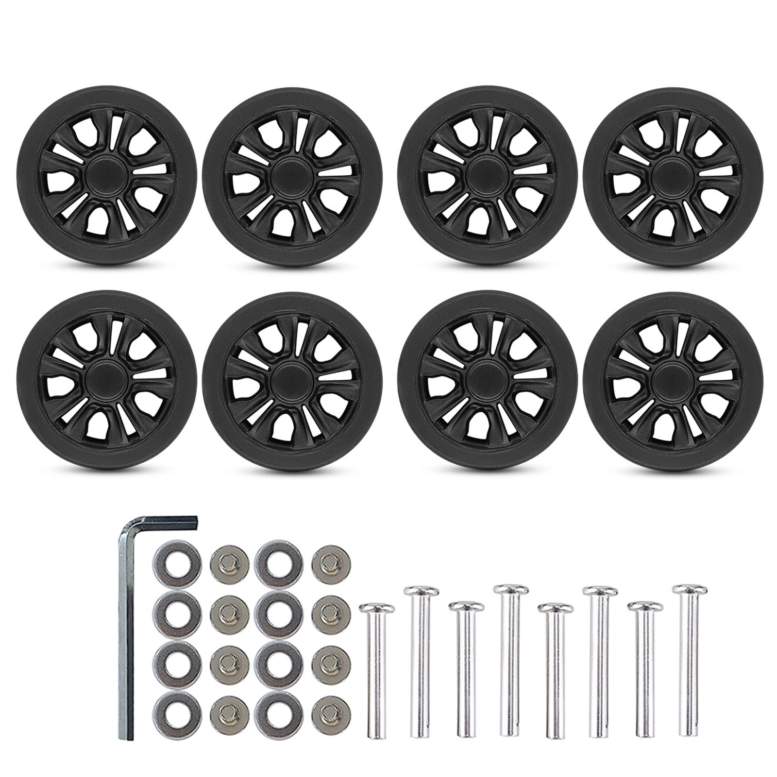 Mumuve Gepäck-Ersatzräder, 55 x 11 mm, Doppel-Räder, Gummi, Koffer-Reparatur-Kits, 8 Stück von Mumuve