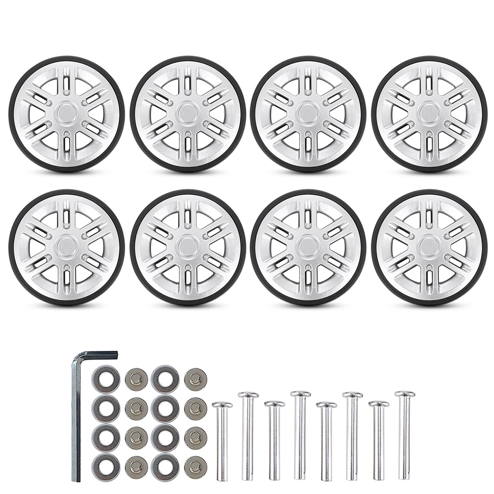 Mumuve Gepäck-Ersatzräder, 60 mm, Doppel-Räder, Gummi, Koffer-Reparatur-Kits, 8 Stück von Mumuve