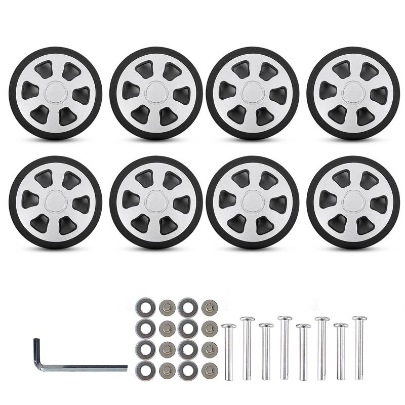 Mumuve Gepäck-Ersatzräder, 60 x 12 mm, Doppel-Räder, Gummi, Koffer-Reparatur-Kits, 8 Stück von Mumuve