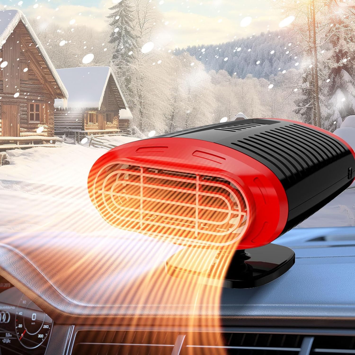 Mupkvy Auto Heizung, 12V Tragbare Auto Heizung, Windschutzscheibe Defogger Defroster, Plug in Zigarettenanzünder Auto Heizlüfter mit 360°drehbarer Basis, Schnelle Heizung & Kühlung Fan von Mupkvy