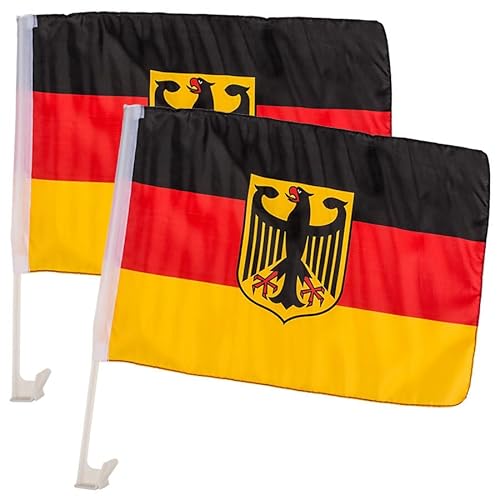 Murago - 2er Set Autofahne Deutschland mit Adler ca.45x30cm - Flagge Fanartikel Auto Fahne für Autofenster von Murago