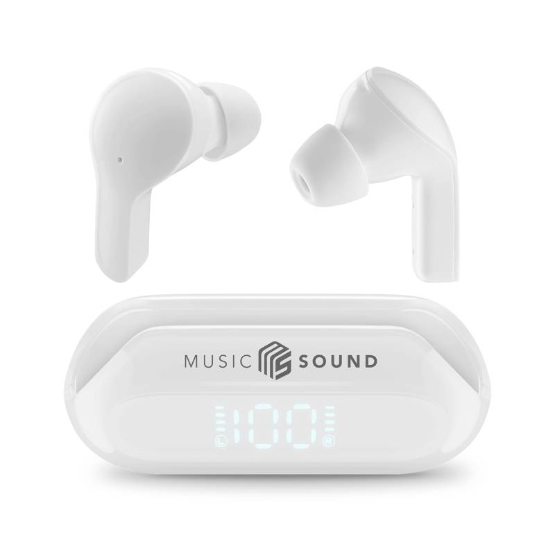 Music Sound - TWS Slide Bluetooth-Headset - Drahtlos - In-Ear-Design - Led-Anzeige - Spielzeit 26 Stunden - Weiß von Music Sound