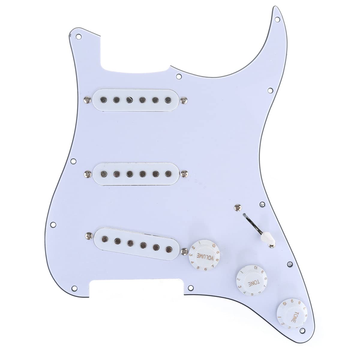 Musiclily SSS Loaded Prewired Pickguard ST Gitarren Vorverdrahtetes Schlagbrett mit Single Coil Tonabnehmer Set für Fender American/Mexican Squier Strat E-Gitarre,3 lagig Weiß von Musiclily