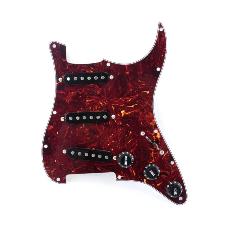 Musiclily SSS Prewired Pickguard Strat Loaded Pickguard Vorverdrahtetes Schlagbrett mit Single Coil Tonabnehmer Set für Fender American/Mexican Squier Strat E-Gitarre,4 lagig Tortoise Shell von Musiclily