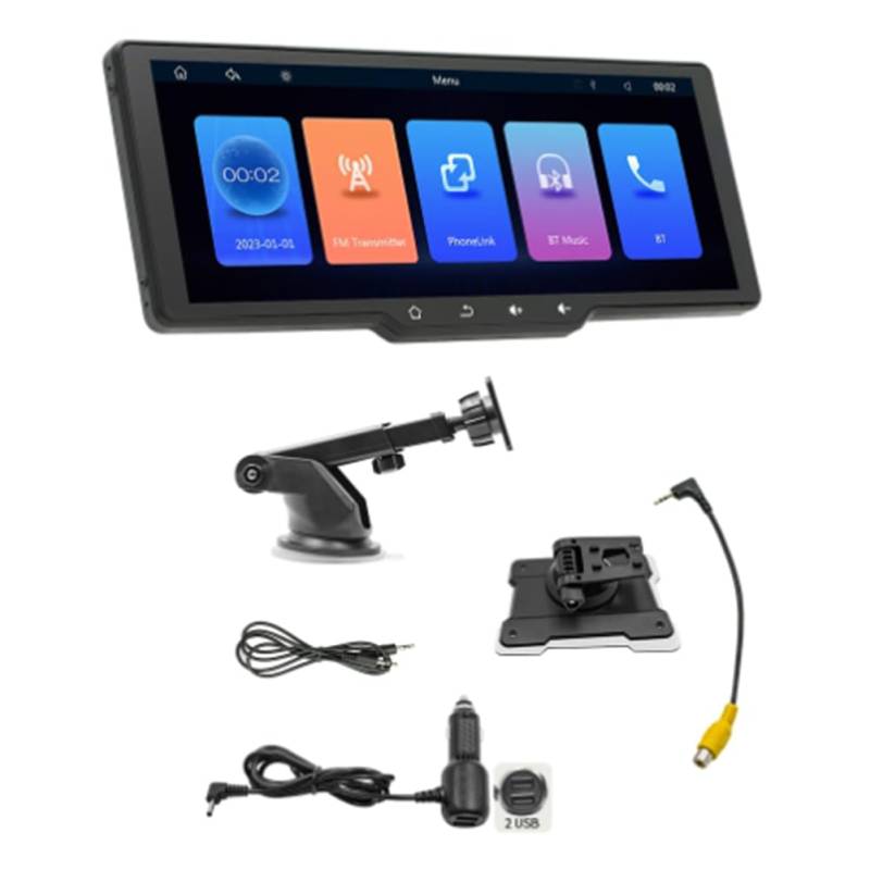 Muuoeou 10.26- Auto-Touchscreen mit Taste, Kabelloses CarPlay, Android Auto, Tragbares Autoradio, Bluetooth MP5, das Host-Gerät, Langlebig, Einfach zu Bedienen, Schwarz von Muuoeou