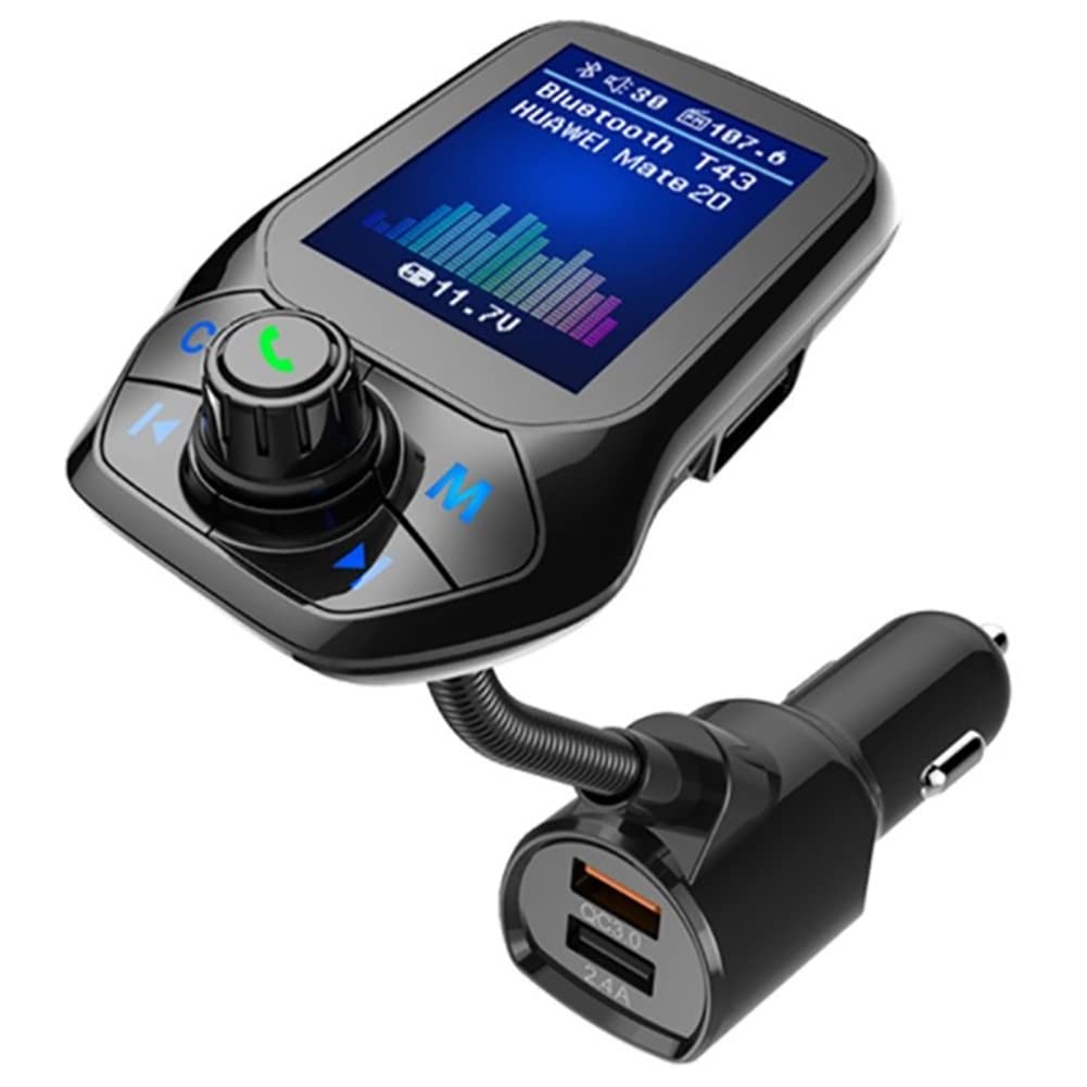 Muuoeou Bluetooth 5.0 FM-Transmitter Auto-USB-MP3-Player Drahtlose Freisprecheinrichtung Autozubehör-Teilesatz mit QC3.0-Auto-Schnellladung von Muuoeou