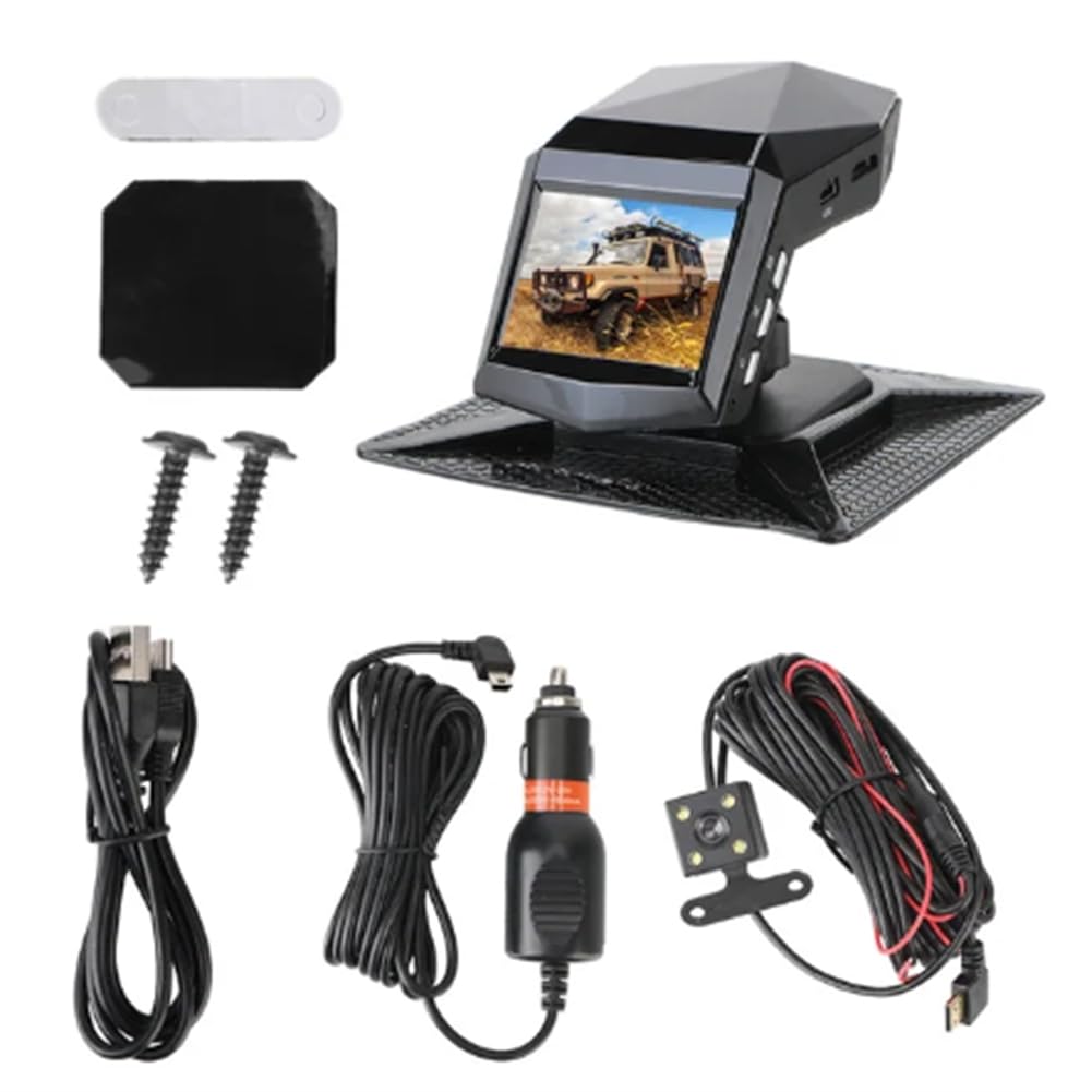 Muuoeou DVR-Kamera mit Objektiven, Auto-Dashcam, Videorecorder, Rückfahrmonitor, DashCam, 2-Bildschirm, 1080P Weitwinkel (B) von Muuoeou