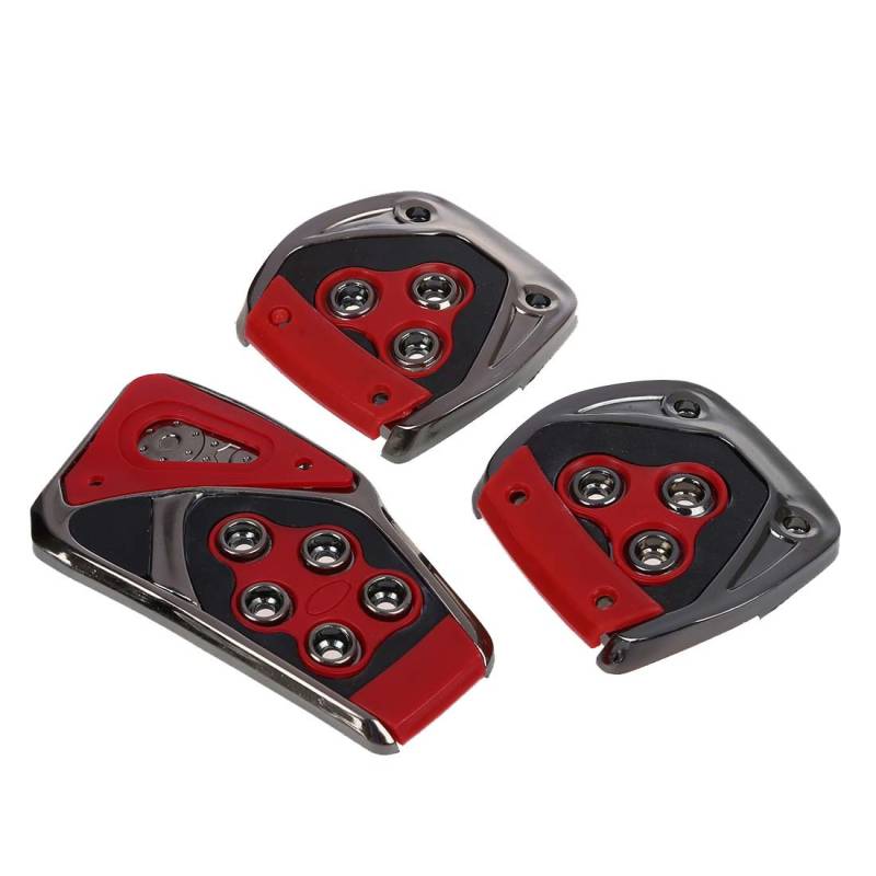 Muuoeou Rot+Schwarz rutschfeste Pedal Auflage Abdeckung 3 STK. Fuer MT Selbst Auto von Muuoeou