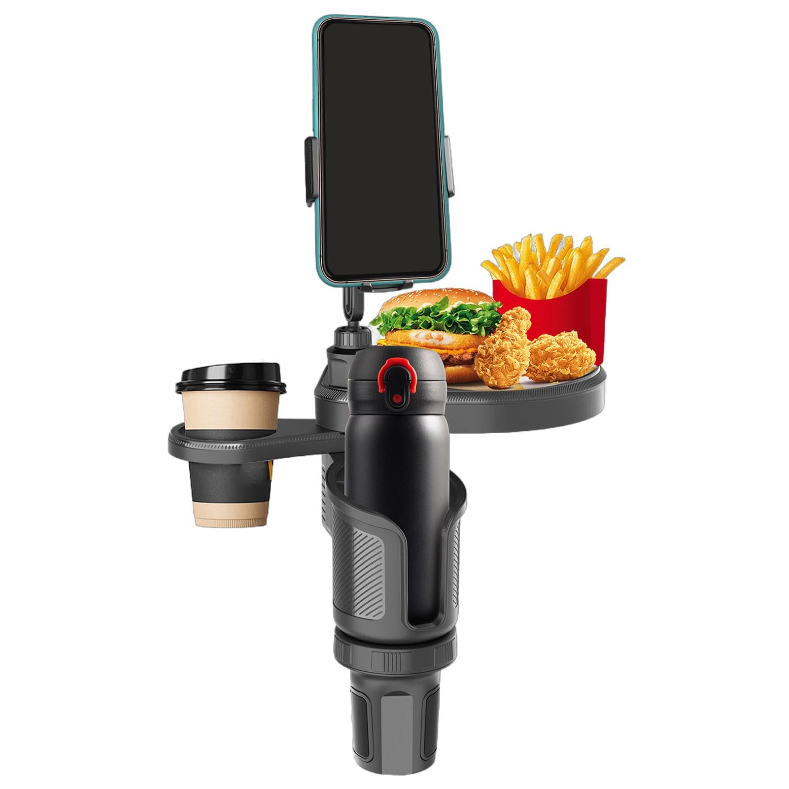 Muuzebsy Auto Getränkehalter Expander - Multifunktionaler Getränkehalter Telefonhalterung - Auto Cup Holder Expander Tray 4-in-1 Abnehmbares Tablett Tisch mit Telefonhalter von Muuzebsy