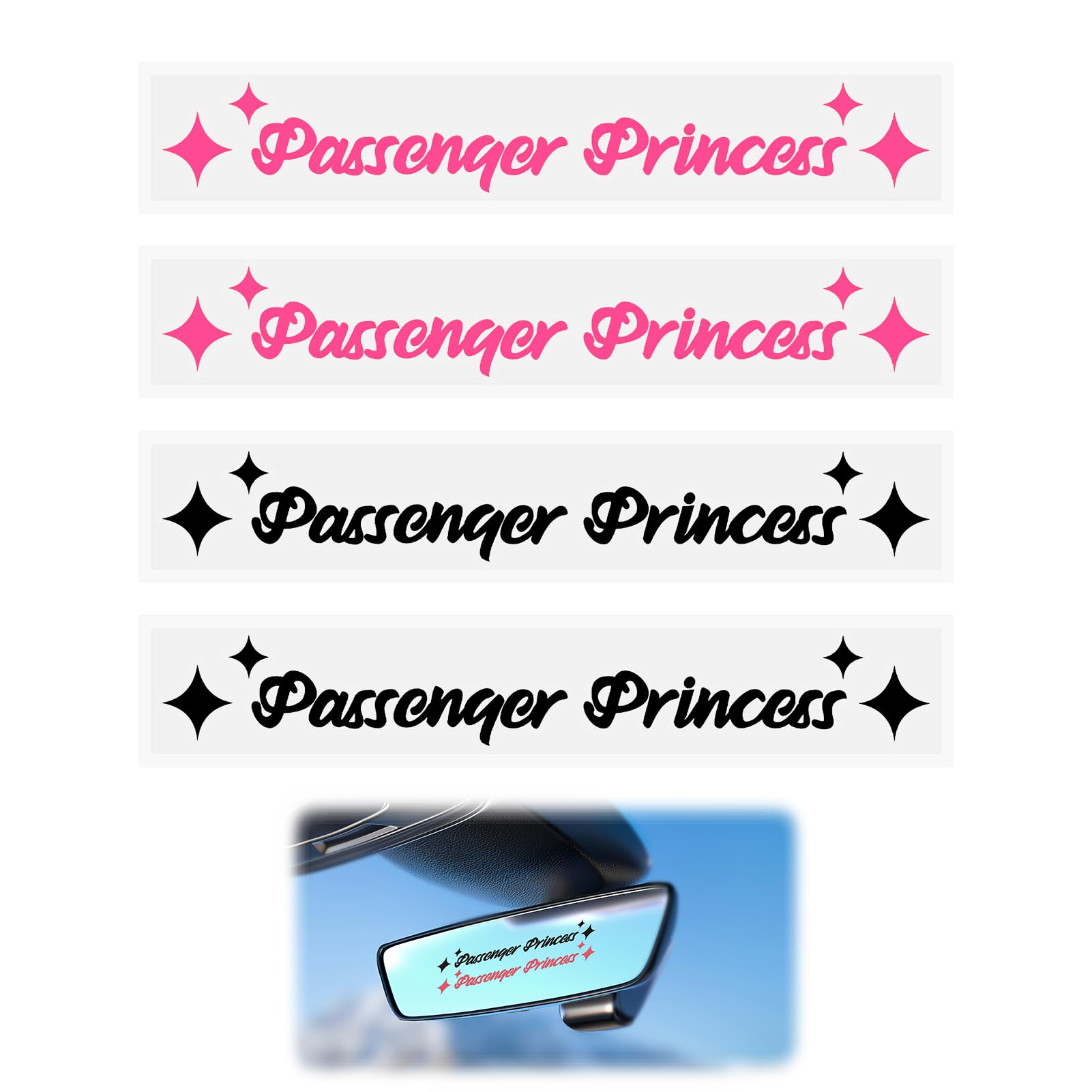 MxyVrix 4 Stück Beifahrerprinzessin Aufkleber,Niedliche und lustige Prinzessinnen,Passenger Princess Sticker,Aufkleber für Autofenster und Autodekoration. Perfektes Autozubehör für Frauen von MxyVrix