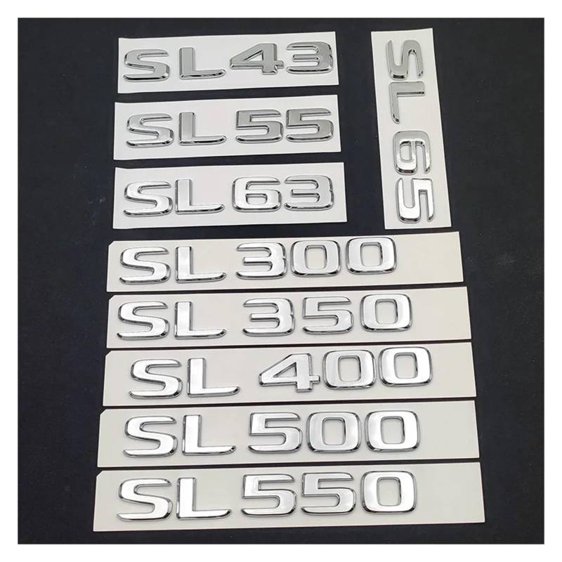 zlj6688 3D ABS Buchstaben Kofferraum Abzeichen SL 43 55 63 65 300 350 400 450 500 550 Emblem Logo kompatibel mit SL R230 R290 R231 Autozubehör (Color : Chrome, Size : SL500) von MyFisher