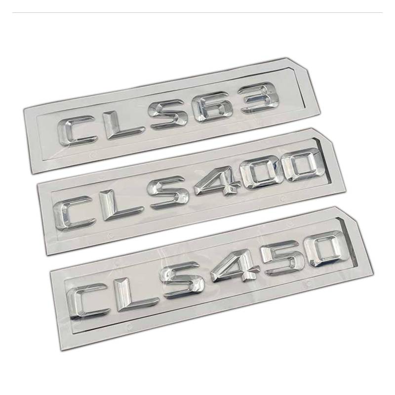 zlj6688 3D-Auto-Heck-Kofferraum-Abzeichen-Aufkleber-Logo CLS63 CLS260 CLS400 CLS450 4MATIC-Emblem, kompatibel mit CLS W218 W219 C257-Zubehör (Color : Chrome, Size : CLS 400) von MyFisher