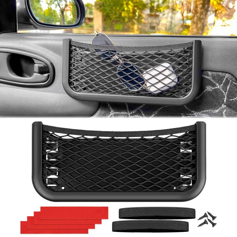 MyGadget Aufbewahrungsnetz [ 26 cm x 12 cm ] - zum kleben oder Schrauben - Organizer Tasche für Innenraum von Auto | Camper | Kofferraum | Boot usw. - Schwarz von MyGadget