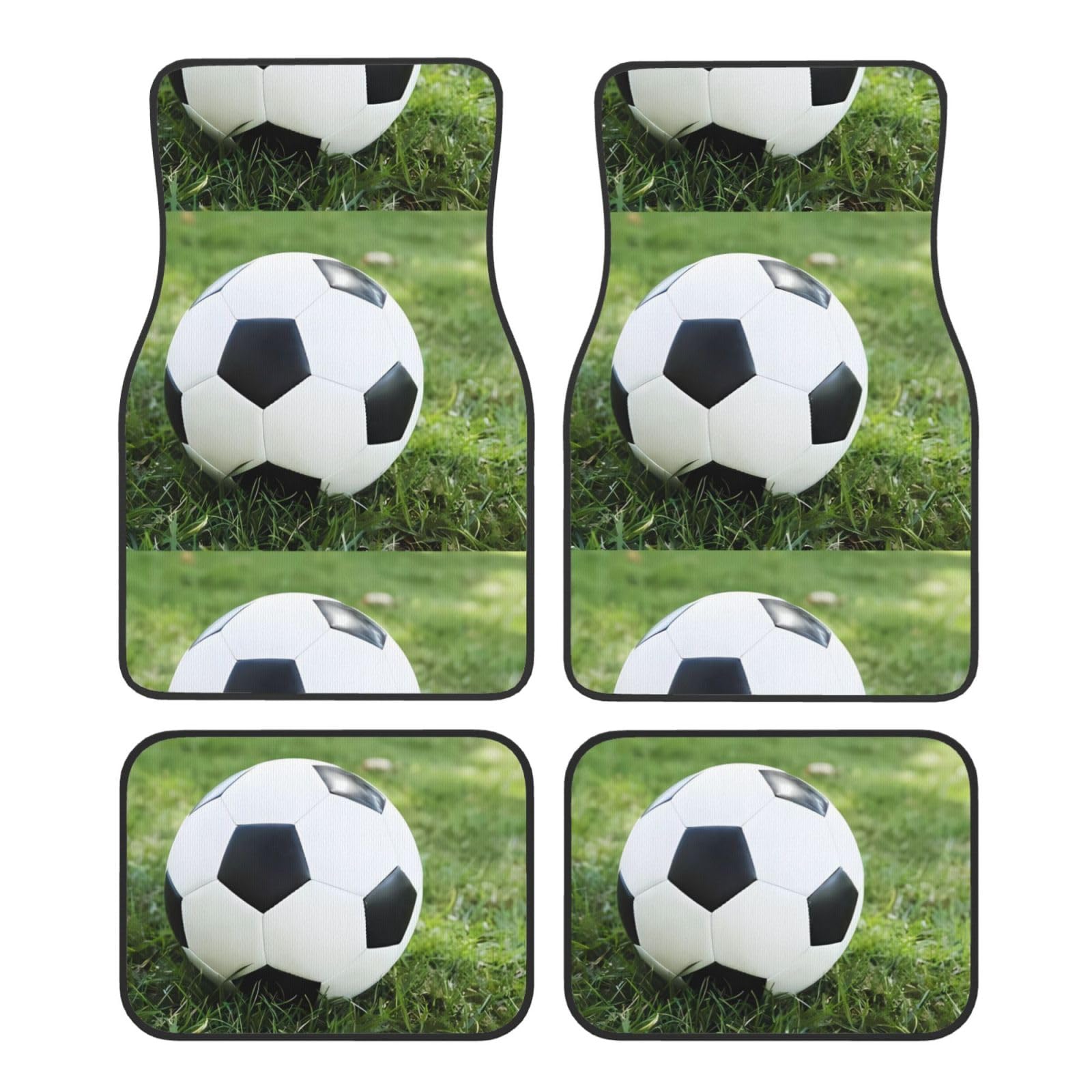 Soccer Ball On Grassy Waterproof Anti-Rutsch Universal Crystal Velvet Fußmatten 4-teiliges Set für Auto LKW SUV Van Neuwagen Geschenk von Mygann