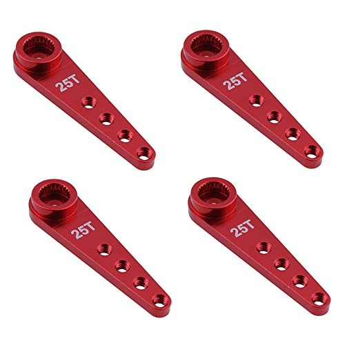 Myingaou 4 Stuecke 37 Mm 25 T Metall VerläNgerung Lenkung Servo Arm Horn für RC Auto Raupen Teile, Rot von Myingaou