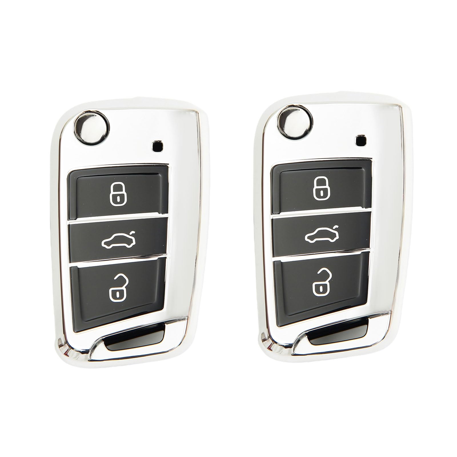 2 Stück Autoschlüssel Hülle, Schlüsselbox,Autoschlüssel Schutzhülle kompatibel mit VW Golf 7、Polo、Tiguan、Skoda 3-Tasten Schlüsselhülle (Silber 2 Stück) von Mythosurge