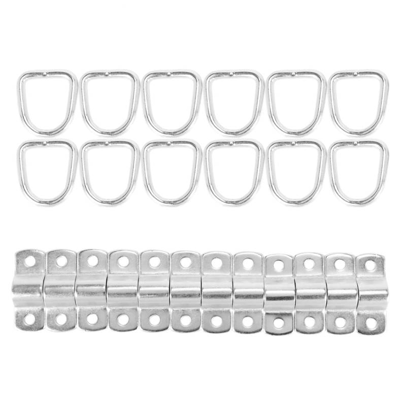 Mzpeldxk 12 Pack D Ring Zurrgurte,1/4 D Ringe Zurrring für Ladungen an AnhäNgern Rv Wohnmobile Wohnwagen ATV Boote für Schweres Hoch Leistungs Boot mit Befestigungs Halterung von Mzpeldxk