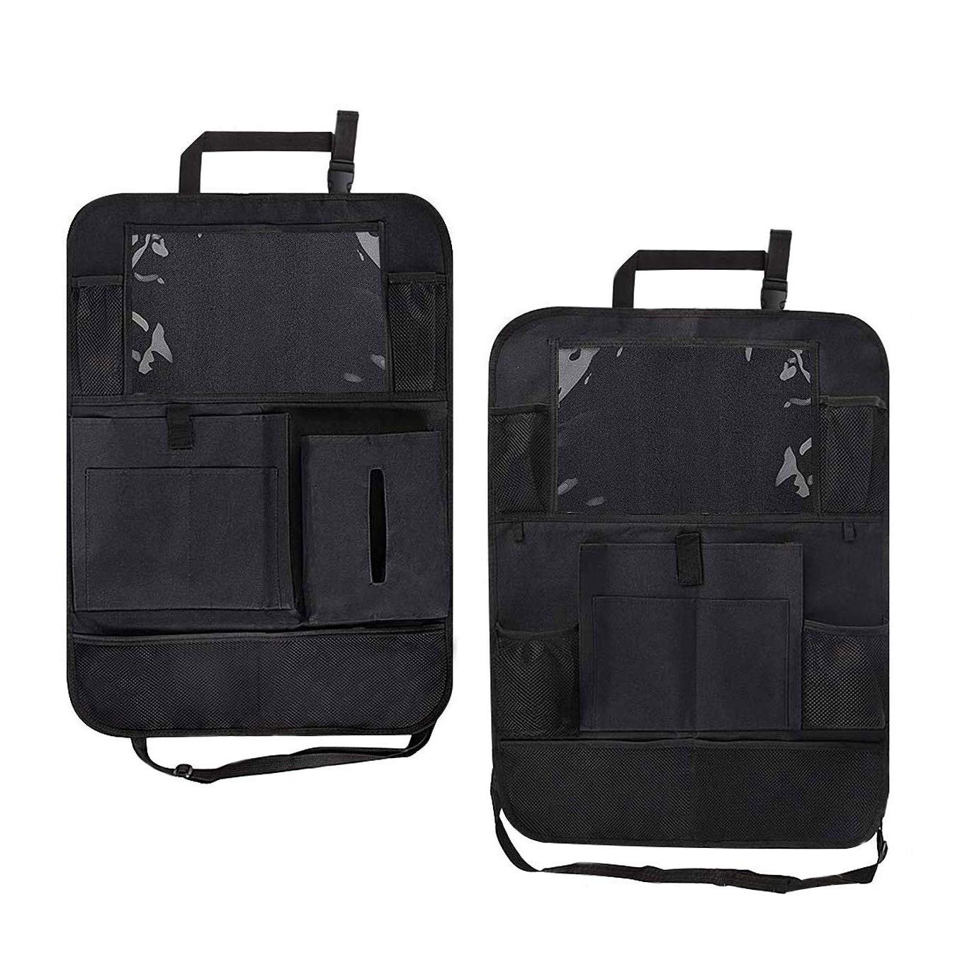 Mzpeldxk Auto RüCk Sitz Lager Regal Press Screen Tablet Computer Halterung Kick Pad Papier Handtuch Box BüCher Tasche Multi Storage (2 Pack), Schwarz von Mzpeldxk