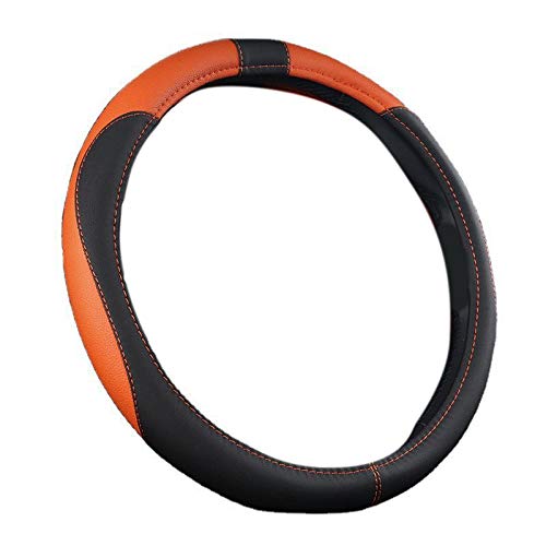 Mzpeldxk Autolenkradabdeckung Sport Auto Lenkradabdeckungen AutozubehöR 38CM Auto-Styling Atmungsaktiv Schwarz + Orange von Mzpeldxk